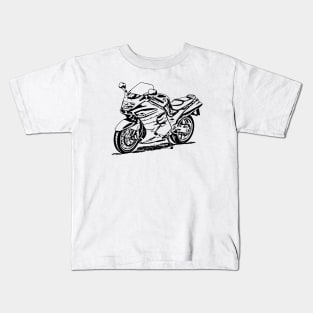 ZZR1100 Motorcycle Sketch Art Kids T-Shirt